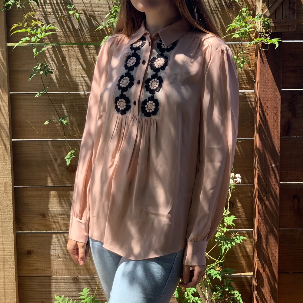 Kate Spade Daisy Lace Silk Shirt NJMU7129